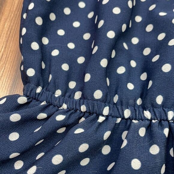 Divided Navy/white polka dot sleeveless mini summer dress. Size 4 - Picture 4 of 8
